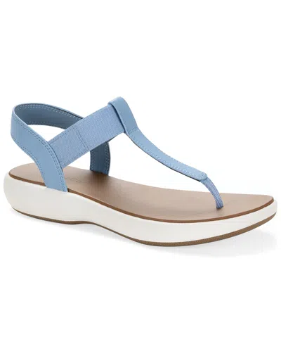 Style & Co Women's Harperr Elastic Round Toe Flat Sandals, Macy's Exclusive In Blue
