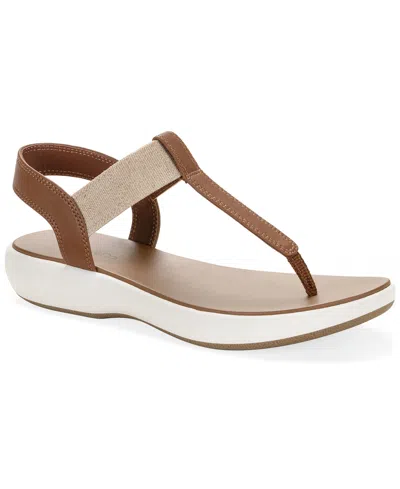 Style & Co Women's Harperr Elastic Round Toe Flat Sandals, Macy's Exclusive In Brown