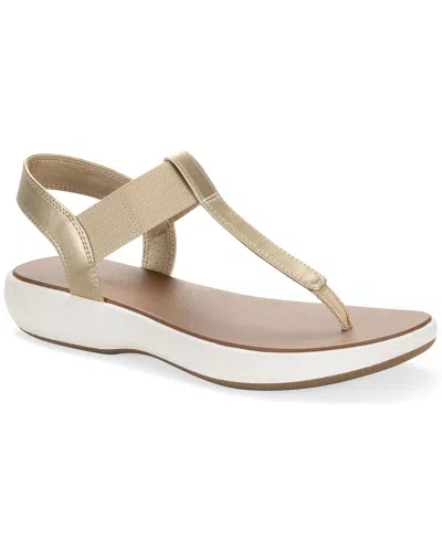 Style & Co Women's Harperr Elastic Round Toe Flat Sandals, Macy's Exclusive In Gold