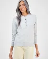 Style & Co Women's Henley Sweater, Macy's Exclusive In Gray