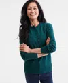 Style & Co Women's Henley Sweater, Macy's Exclusive In Green