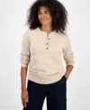 Style & Co Women's Henley Sweater, Macy's Exclusive In Neutral