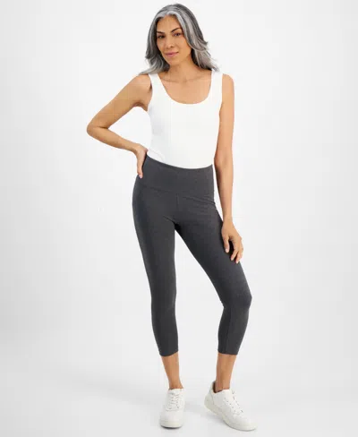Style & Co Women's High-rise Basic Leggings, Created For Macy's In Charcoal Hthr