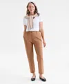 Style & Co Women's High-rise Button-hem Straight-leg Pants, Macy's Exclusive In Brown