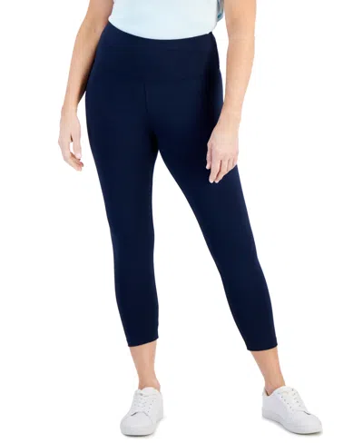 Style & Co Women's High Rise Cropped Pull-on Leggings, Created For Macy's In Industrial Blue