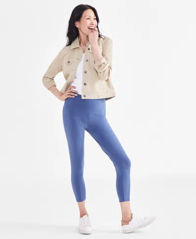 Style & Co Women's High Rise Cropped Pull-on Leggings, Created For Macy's In New Uniform Blu