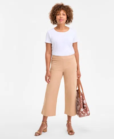 Style & Co Women's High-rise Cropped Wide-leg Pants, Exclusively At Macy's In Brown
