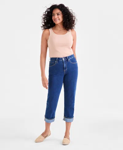 Style & Co Women's High-rise Cuffed Capri Jeans, Exclusively At Macy's In Brown