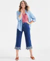 Style & Co Women's High-rise Embroidered-cuff Crop Jeans, Exclusively At Macy's In Eyelet