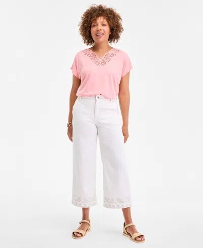 STYLE & CO WOMEN'S HIGH-RISE EMBROIDERED-CUFF CROP JEANS, EXCLUSIVELY AT MACY'S