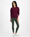 Style & Co Women's Long-sleeve Crewneck Sweatshirt, Created For Macy's In Midnight Olive
