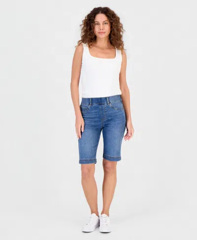 Style & Co Women's High Rise Pull-on Bermuda Shorts, Macy's Exclusive In Blue
