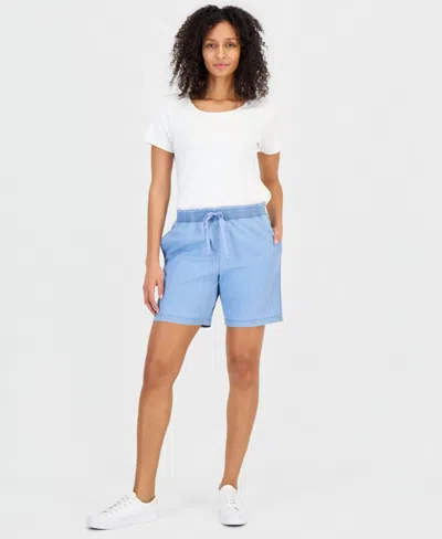 Style & Co Style Co Womens Mid Rise Sweatpant Shorts Created For Macys In Blue