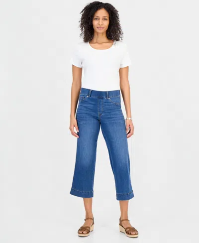 Style & Co Women's High Rise Pull-on Cropped Jeans, Macy's Exclusive In Blue