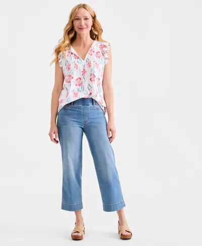 Style & Co Women's High Rise Pull-on Cropped Jeans, Macy's Exclusive In Blue