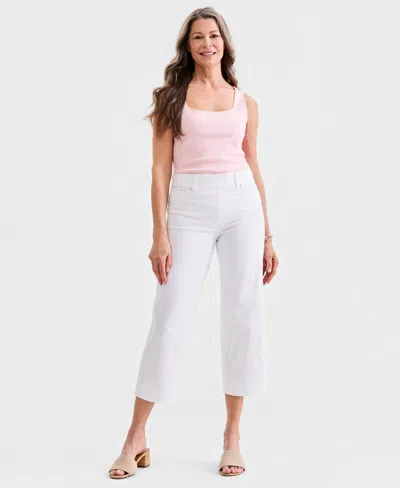 Style & Co Women's High Rise Pull-on Cropped Jeans, Macy's Exclusive In White