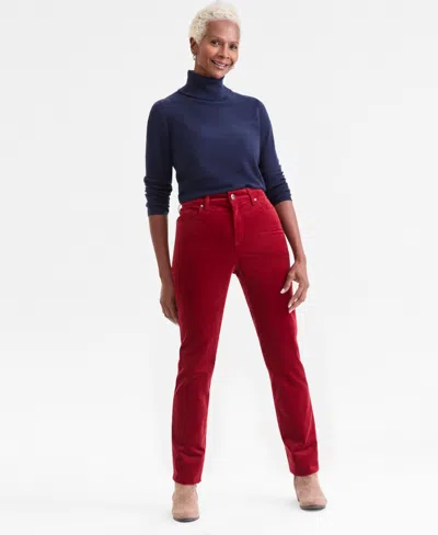 Style & Co Women's High-rise Straight-leg Corduroy Pants, Created For Macy's In Red