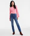 Style & Co Women's Embroidered High-rise Straight Jeans, Macy's Exclusive In Blue