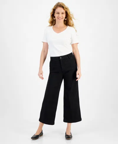 Style & Co Women's High-rise Wide-leg Crop Jeans, Created For Macy's In Black