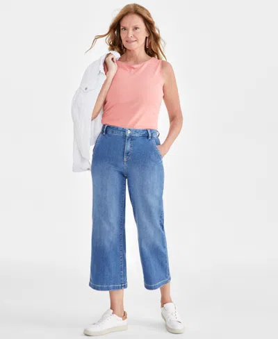 Style & Co Women's High-rise Wide-leg Crop Jeans, Created For Macy's In College