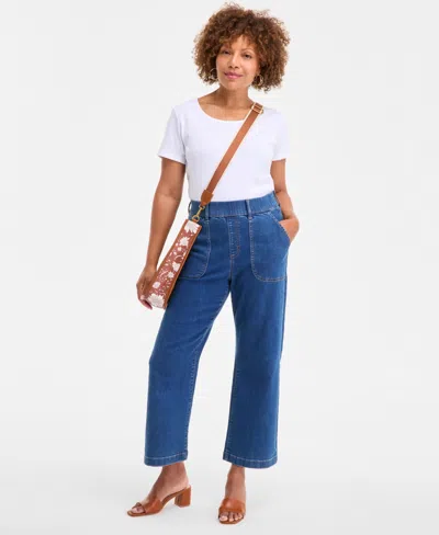 Style & Co Women's High-rise Wide-leg Cropped Jeans, Exclusively At Macy's In Blue