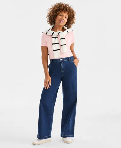 Style & Co Style Co Womens High Rise Wide Leg Jeans 2 28w Created For Macys In Blue