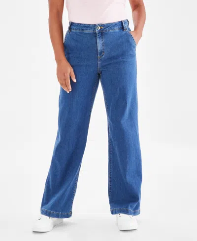 Style & Co Women's High-rise Wide-leg Jeans, Created For Macy's In Bluebell