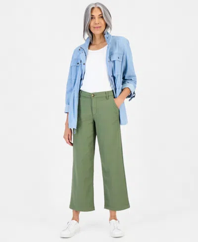 Style & Co Women's High Stretch High-rise Cropped Wide-leg Pants, Macy's Exclusive In Multi