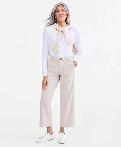Style & Co Women's High Stretch High-rise Cropped Wide-leg Pants, Macy's Exclusive In Multi