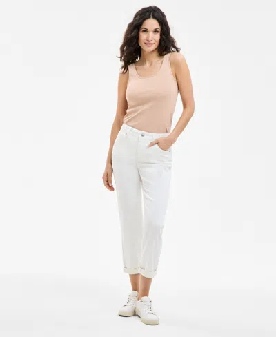 Style & Co Women's High Stretch Mid-rise Girlfriend Jeans, Exclusively At Macy's In Bright White