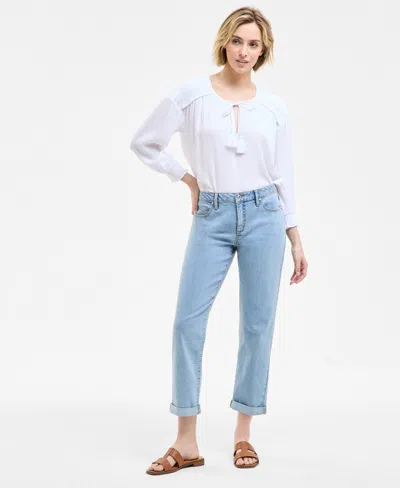 Style & Co Women's High Stretch Mid-rise Girlfriend Jeans, Exclusively At Macy's In Light Bell