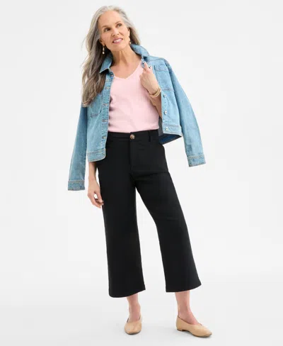 Style & Co Women's High Stretch Mid-rise Wide-leg Crop Pants, Exclusively At Macy's
