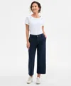 Style & Co Women's High Stretch Mid-rise Wide-leg Crop Pants, Exclusively At Macy's In Blue