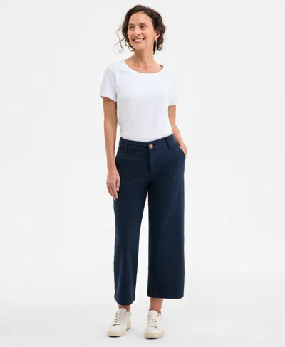 Style & Co Women's High Stretch Mid-rise Wide-leg Crop Pants, Exclusively At Macy's
