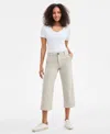 Style & Co Women's High Stretch Mid-rise Wide-leg Crop Pants, Exclusively At Macy's In Neutral