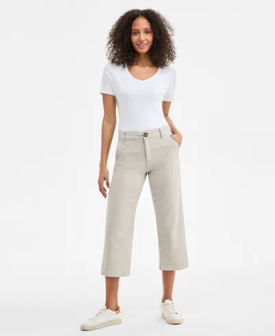 Style & Co Women's High Stretch Mid-rise Wide-leg Crop Pants, Exclusively At Macy's