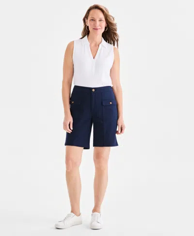 Style & Co Women's High-rise Bermuda Shorts, Macy's Exclusive In Blue