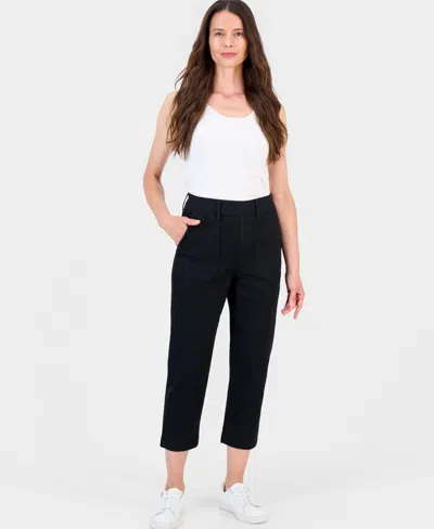 Style & Co Women's High-rise Pull-on Utility Ankle Jeans, Macy's Exclusive In Deep Black