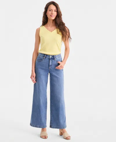 Style & Co Women's High-rise Wide-leg Jeans, Macy's Exclusive In Blue