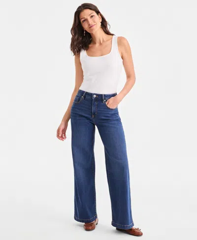 Style & Co Women's High-rise Wide-leg Jeans, Macy's Exclusive In Blue