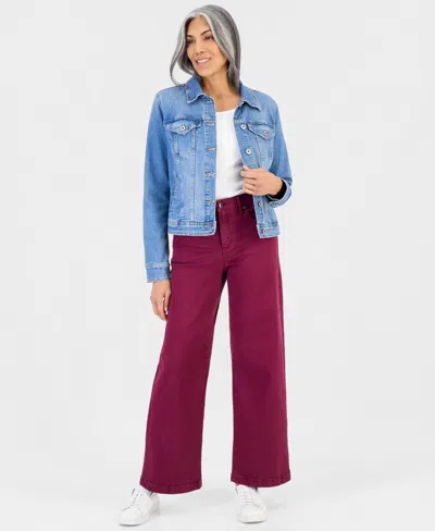 Style & Co Women's High-waist Wide-leg Cotton-blend Pants, Macy's Exclusive In New Brickberry