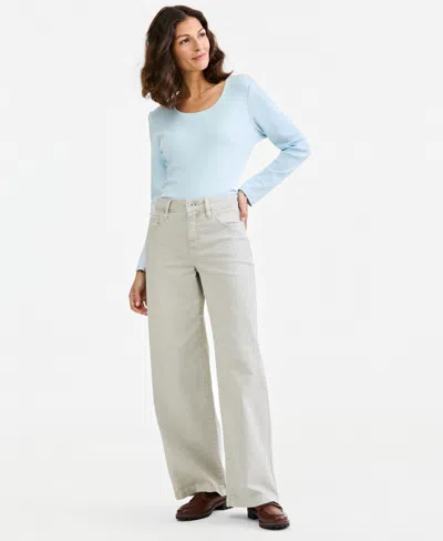 Style & Co Women's High-waist Wide-leg Cotton-blend Pants, Macy's Exclusive In Gray