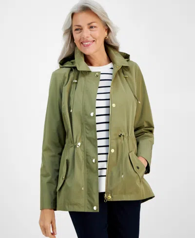 Style & Co Women's Hooded Anorak, Pp-4x, Created For Macy's In Hazy Sage