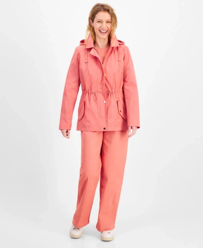 Style & Co Women's Hooded Anorak, Pp-4x, Created For Macy's In Sea Coral
