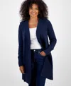 Style & Co Women's Hooded Open-front Cardigan, Macy's Exclusive In Blue