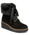 Style & Co Iggyy Womens Lace-up Faux Fur Wedge Boots In Black Sd