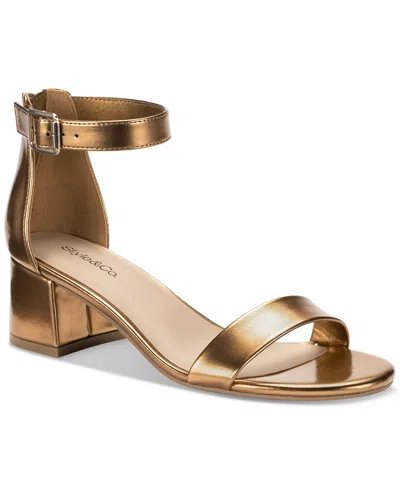 Style & Co Women's Janiee Ankle-strap Block-heel Sandals, Created For Macy's In Bronze Sm