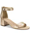 Style & Co Janiee Womens Faux Leather Metallic Block Heel In Platino