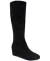 Style & Co Jaylaa Womens Zipper Faux Suede Wedge Boots In Black Mc