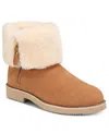 Style & Co Kalliees Womens Suede Faux Fur Ankle Boots In Chestnut